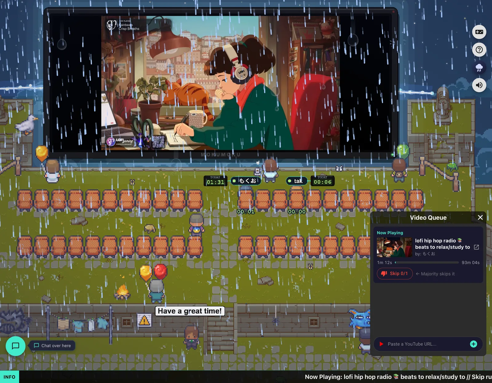 雨が降っているルーム