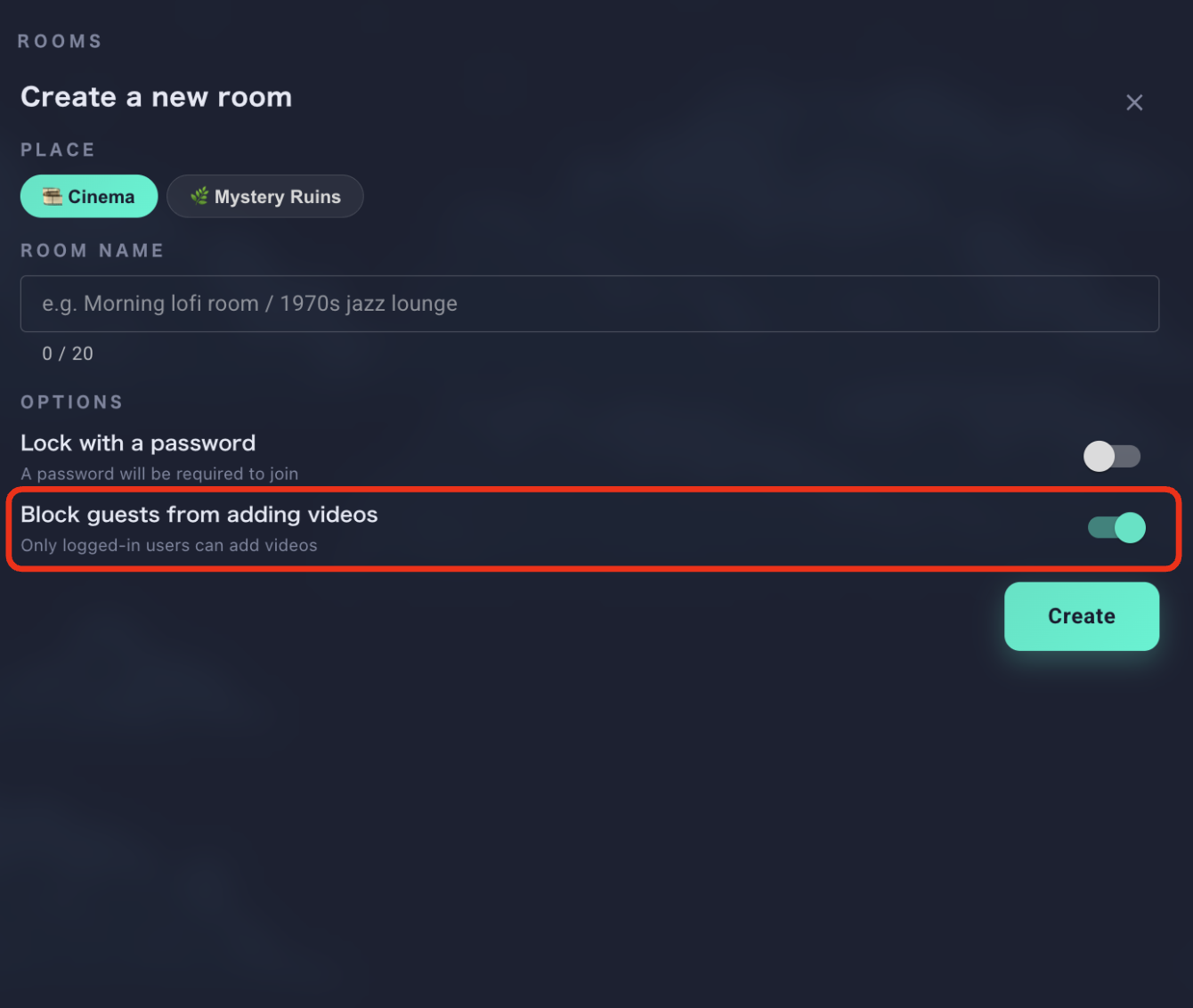 Setting that toggles whether guests can add videos