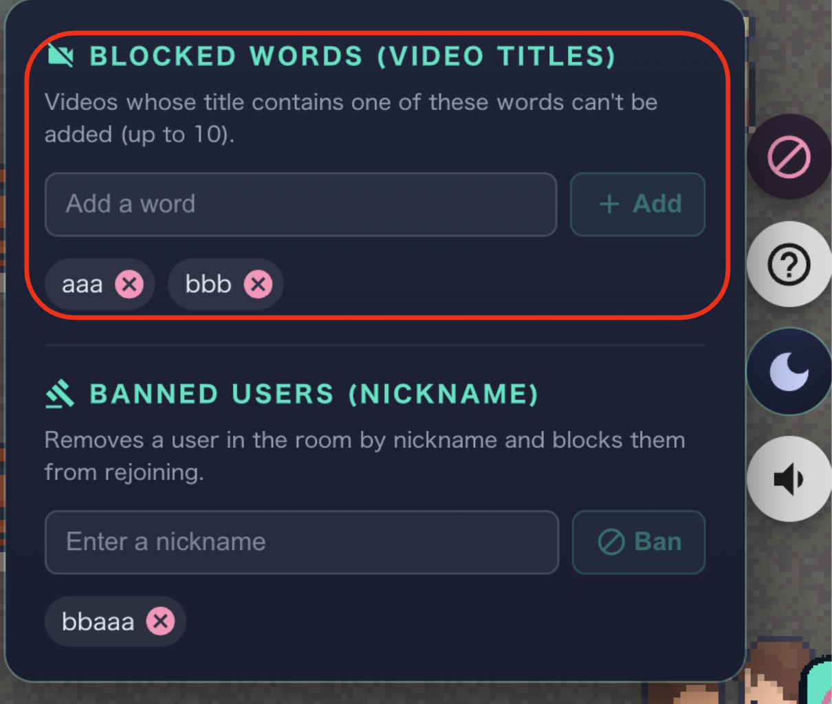 Registering NG words for video titles